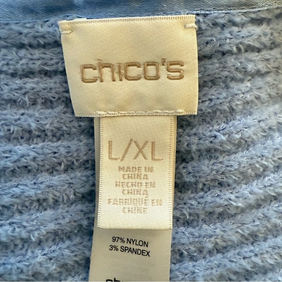 Chico's Cozy Wrap Sweater Blue L/XL Soft Warm Winter Cool Weather Snow Stretch - Picture 5 of 11